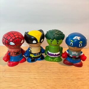 Marvel Play Town Wooden Figures Lot Spiderman Hulk Wolverine Captain America Toy